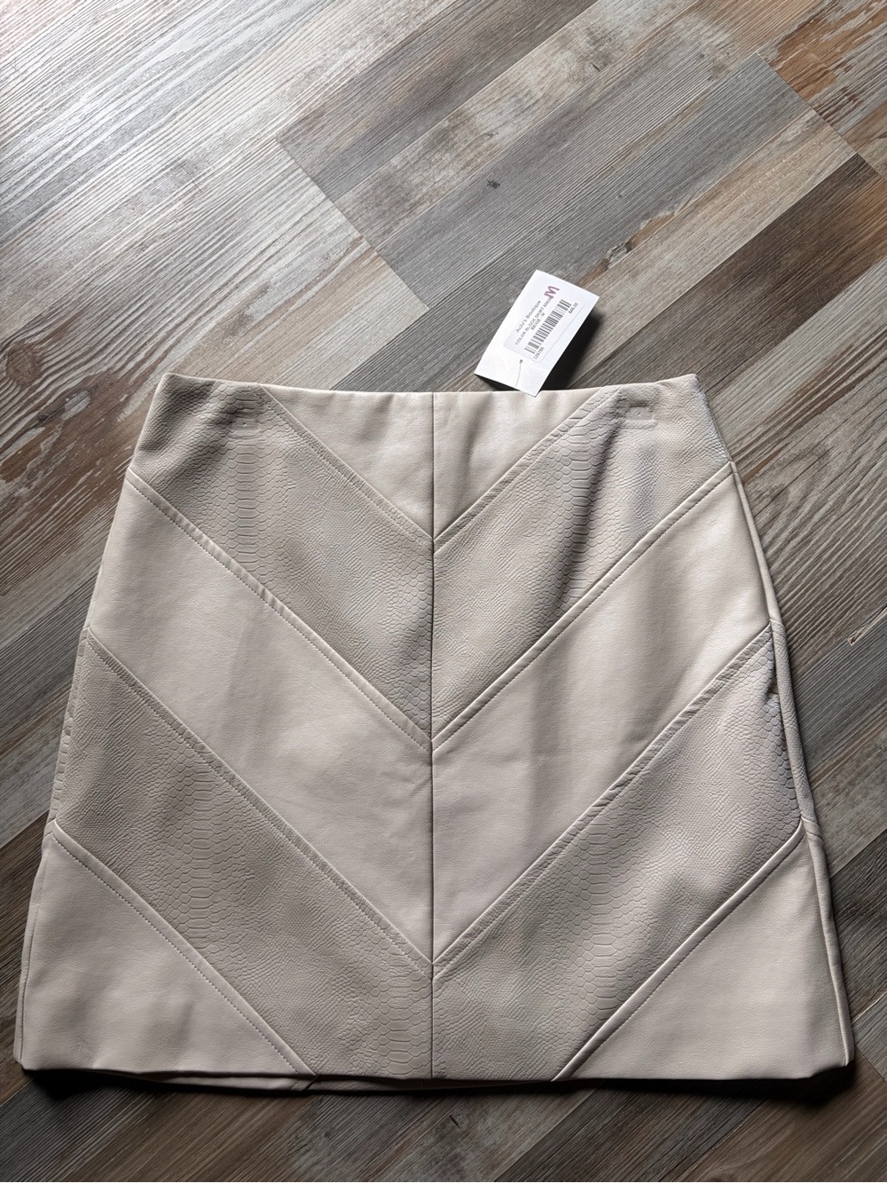 Love Riche Cream Chevron Paneled Mini Skirt